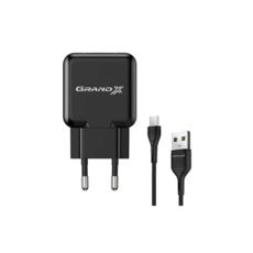   USB 220 Grand-X 5V 2,1A (CH-03T) Black    + cable USB -> Type C