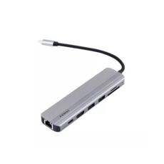 - Fenvi 7--1 F-C7205H, Grey, Type-C: 1xHDMI 4K 60Hz, 2xUSB 3.0 5Gbps, 2xCardReader: SD 25Mb/s, TF 25Mb/s, RG45 1000M, Type-C PD PD3.0/100W,   